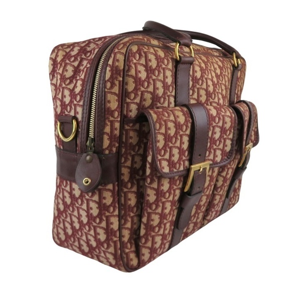 Christian Dior Boston Bag Leather Trotter Burgundy - Picture 2 of 16